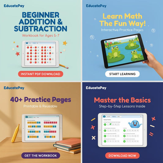 EducatePay Beginner Addition & Subtraction Workbook (Digital download PDF)