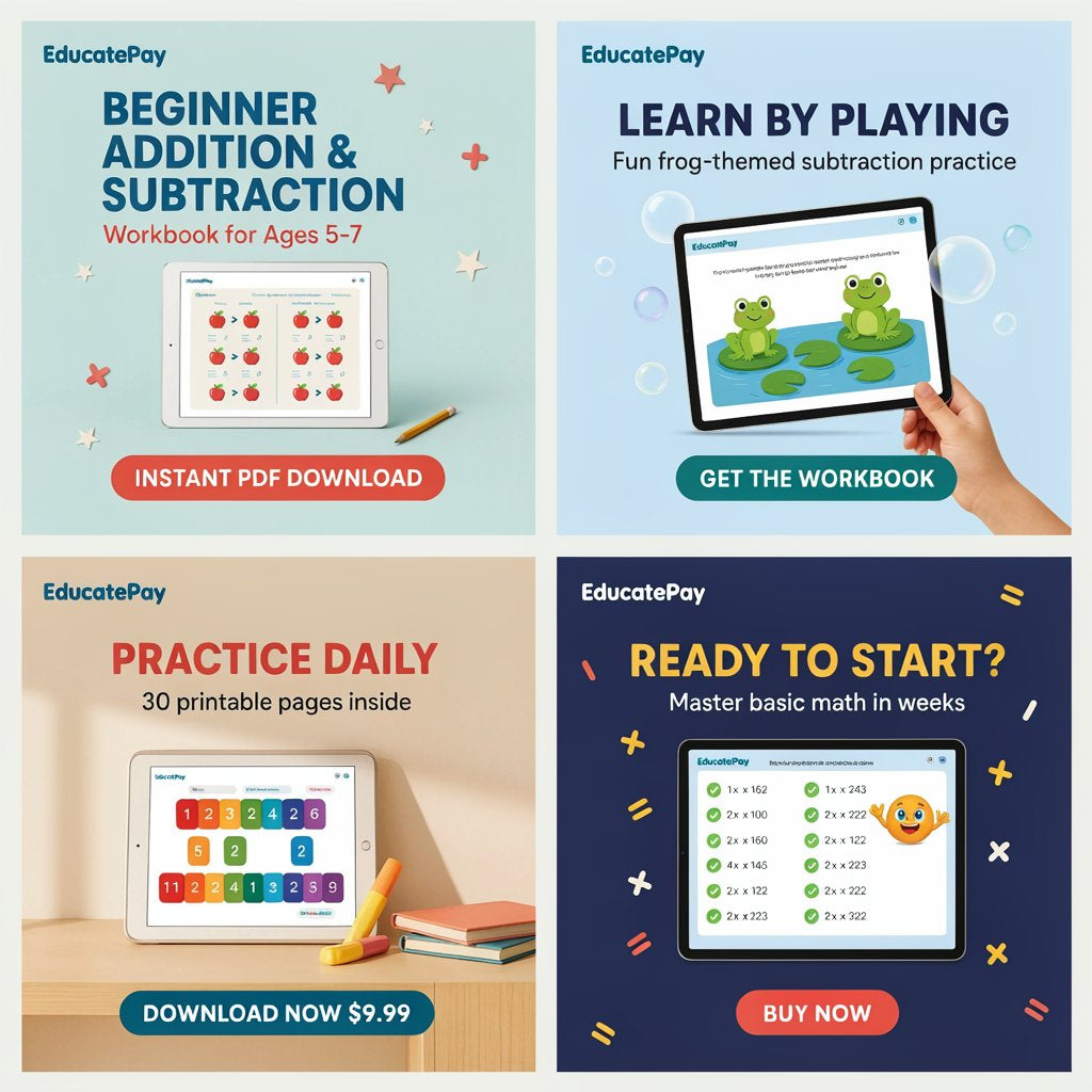 EducatePay Beginner Addition & Subtraction Workbook (Digital download PDF)