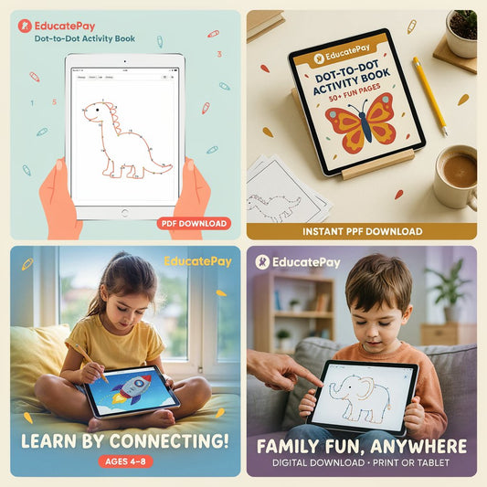 EducatePay Dot-to-Dot Drawing Activity Book (Digital download PDF)