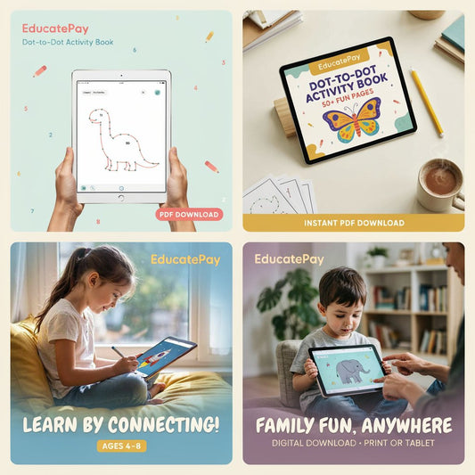 EducatePay Dot-to-Dot Drawing Activity Book (Digital download PDF)