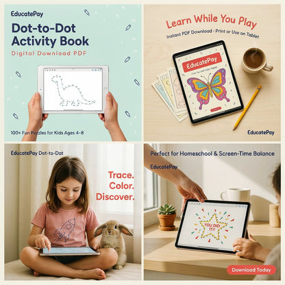 EducatePay Dot-to-Dot Drawing Activity Book (Digital download PDF)