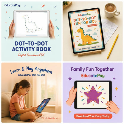EducatePay Dot-to-Dot Drawing Activity Book (Digital download PDF)