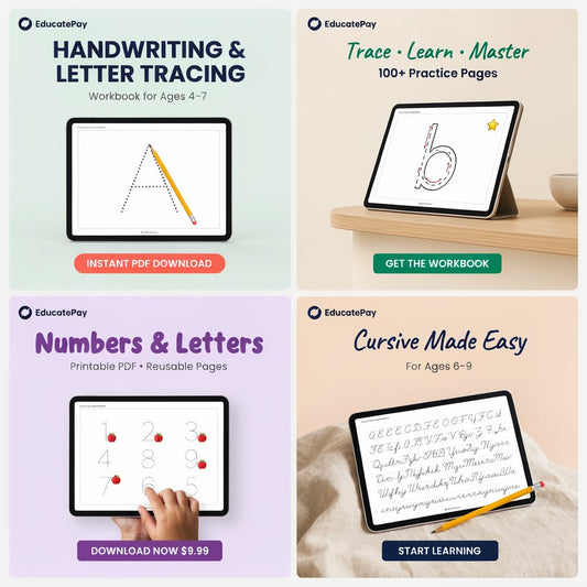 EducatePay Handwriting & Letter Tracing Workbook (Digital download PDF)