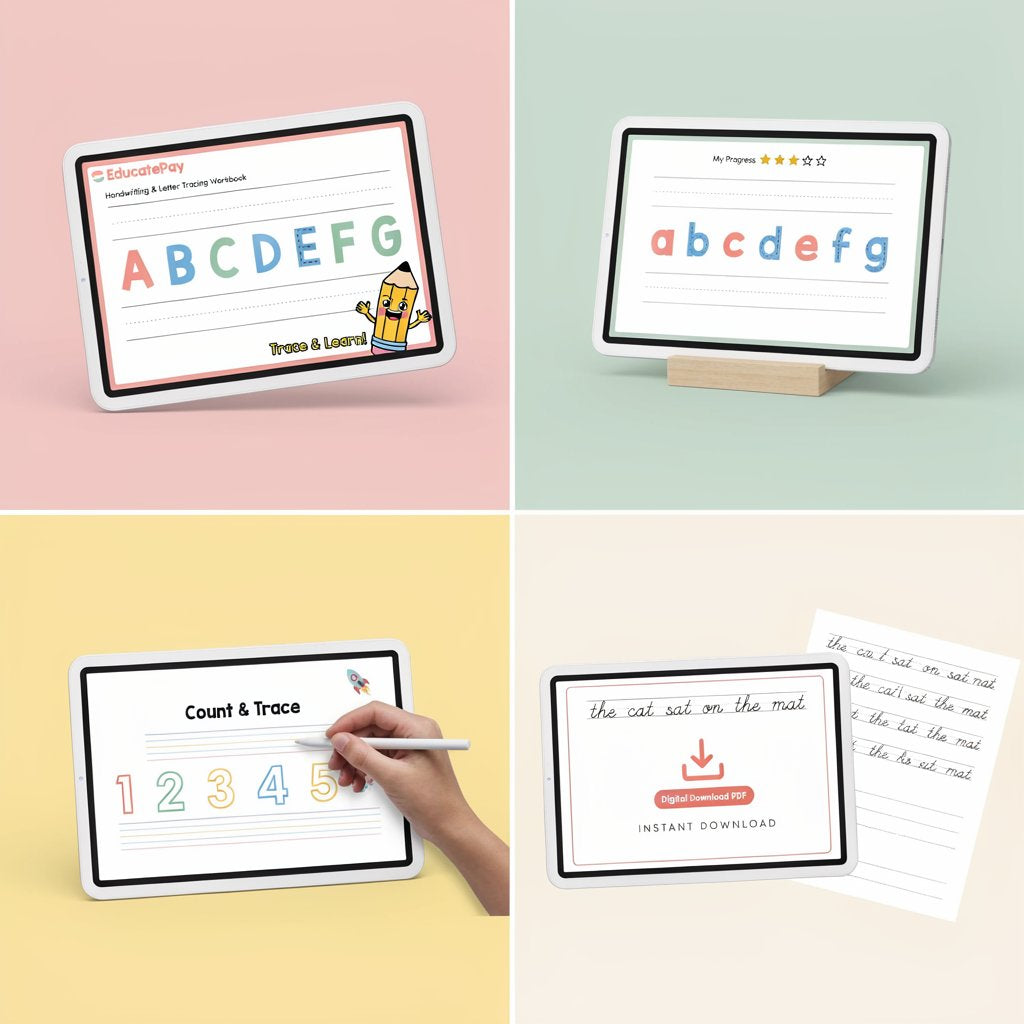 EducatePay Handwriting & Letter Tracing Workbook (Digital download PDF)