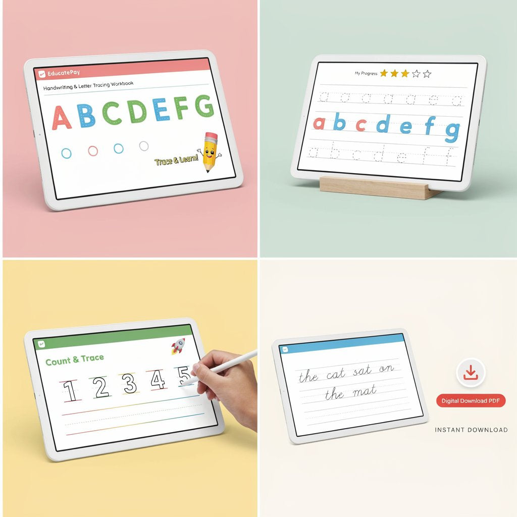 EducatePay Handwriting & Letter Tracing Workbook (Digital download PDF)