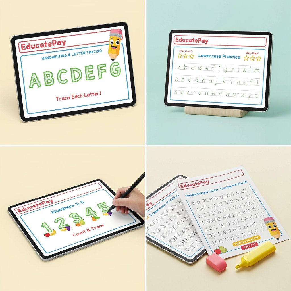 EducatePay Handwriting & Letter Tracing Workbook (Digital download PDF)