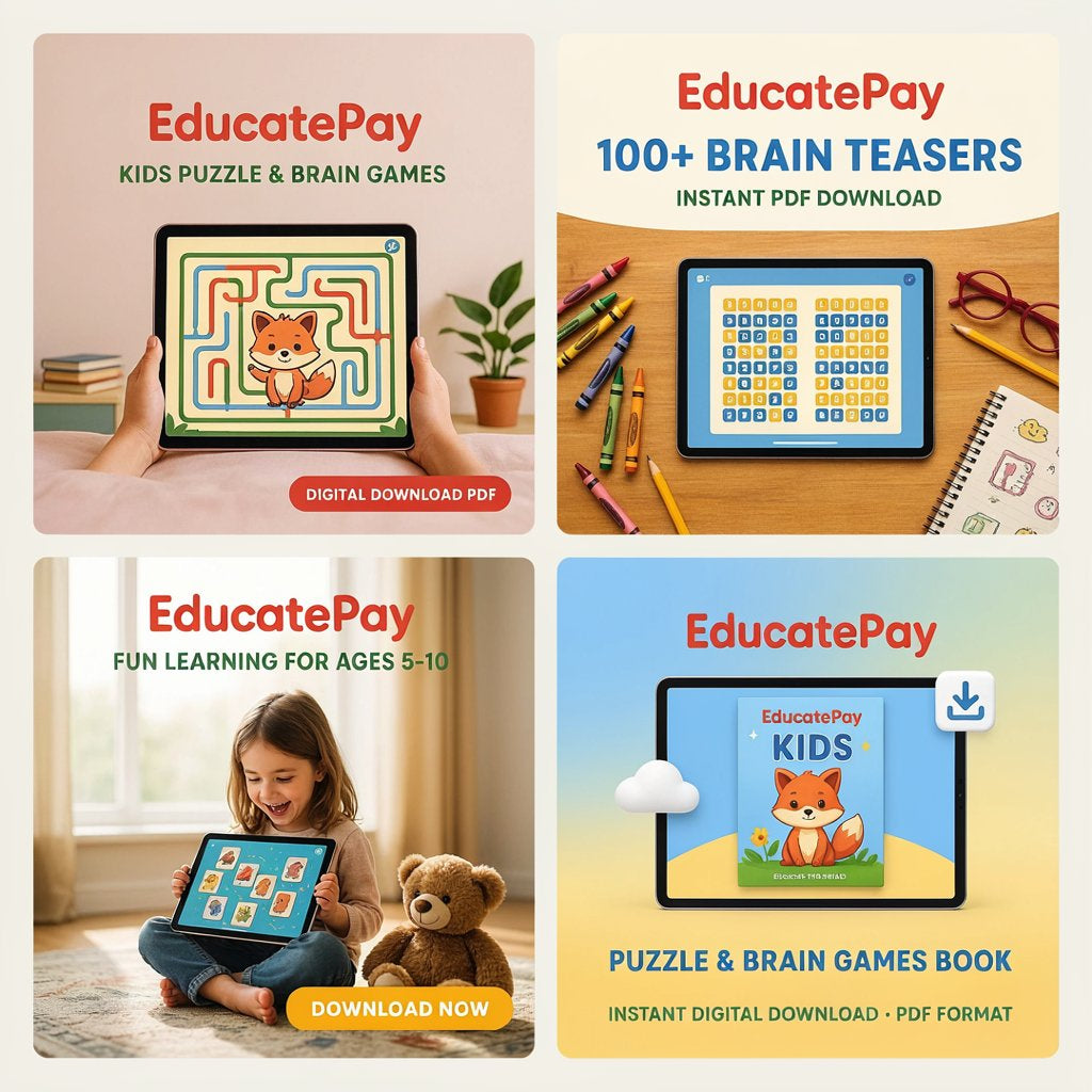 EducatePay Kids Puzzle & Brain Games Book (Digital download PDF)