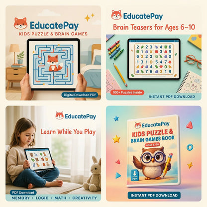 EducatePay Kids Puzzle & Brain Games Book (Digital download PDF)