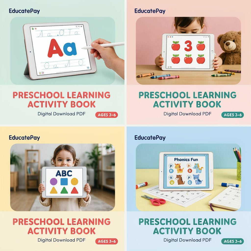EducatePay Preschool Learning Activity Book (Digital download PDF)