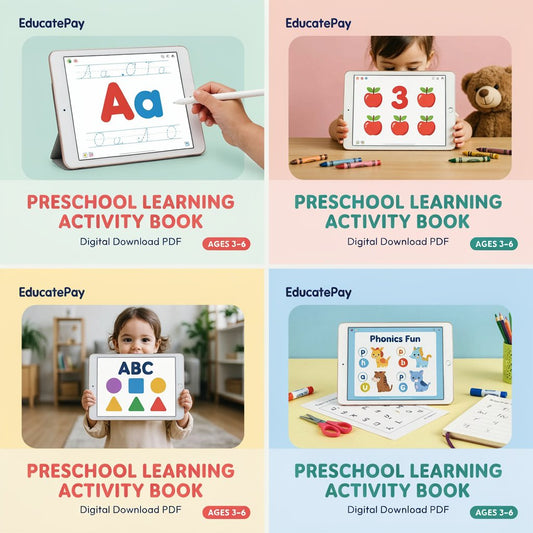 EducatePay Preschool Learning Activity Book (Digital download PDF)