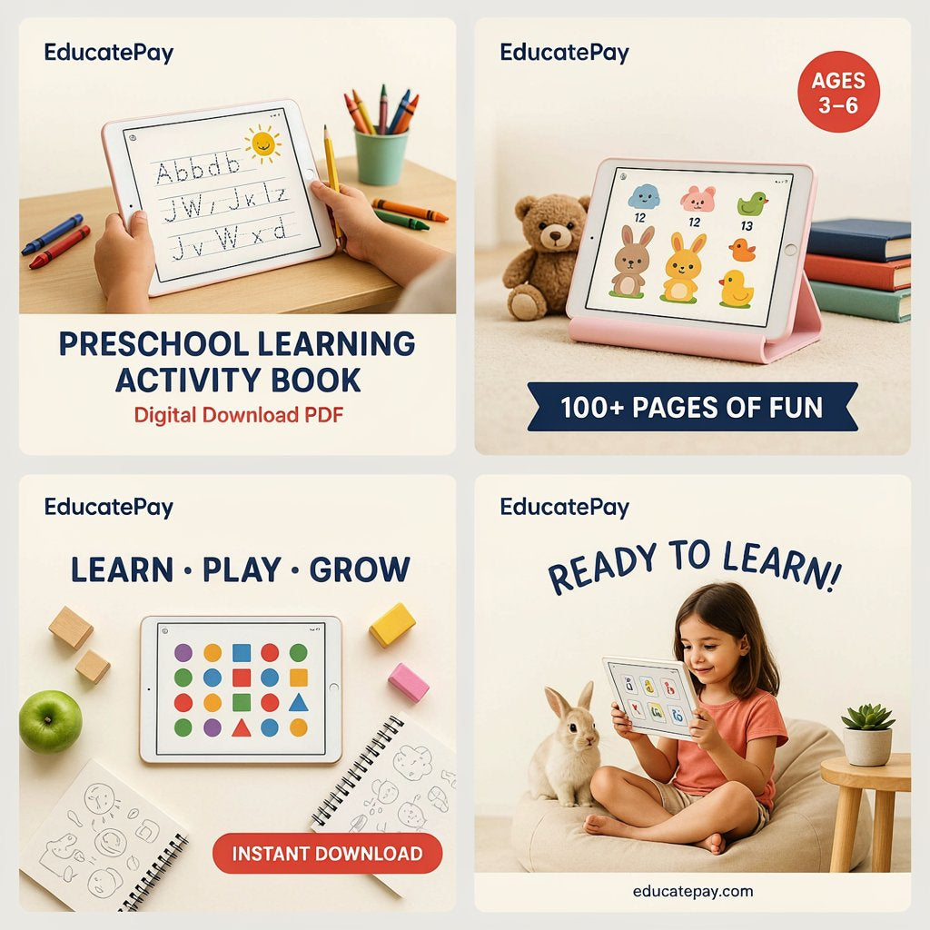 EducatePay Preschool Learning Activity Book (Digital download PDF)