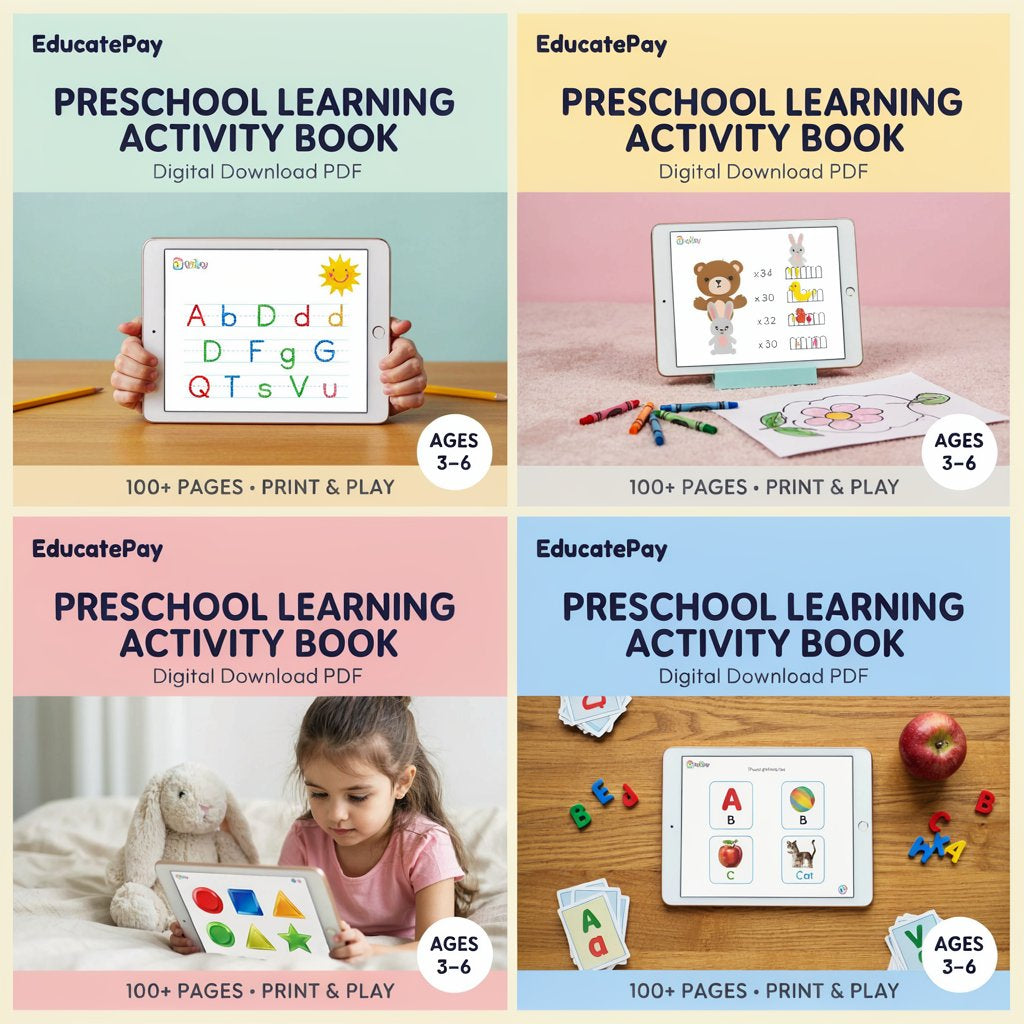 EducatePay Preschool Learning Activity Book (Digital download PDF)