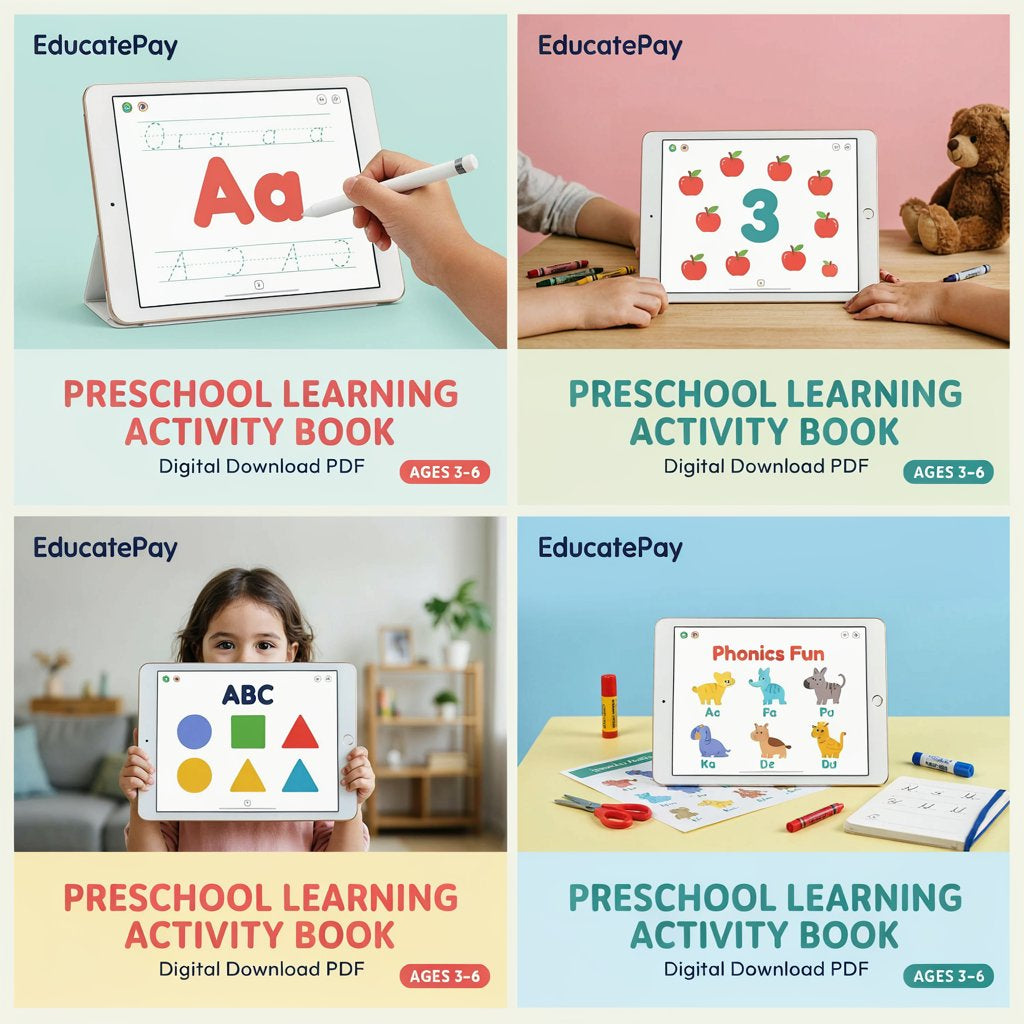 EducatePay Preschool Learning Activity Book (Digital download PDF)