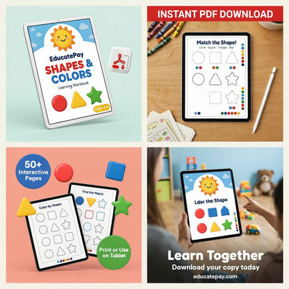 EducatePay Shapes & Colors Learning Workbook (Digital download PDF)