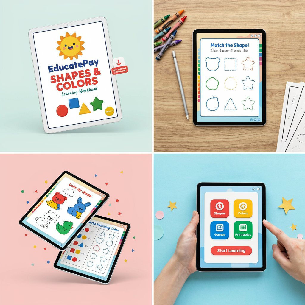 EducatePay Shapes & Colors Learning Workbook (Digital download PDF)