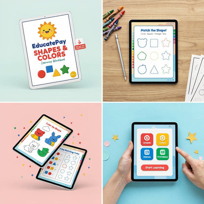 EducatePay Shapes & Colors Learning Workbook (Digital download PDF)