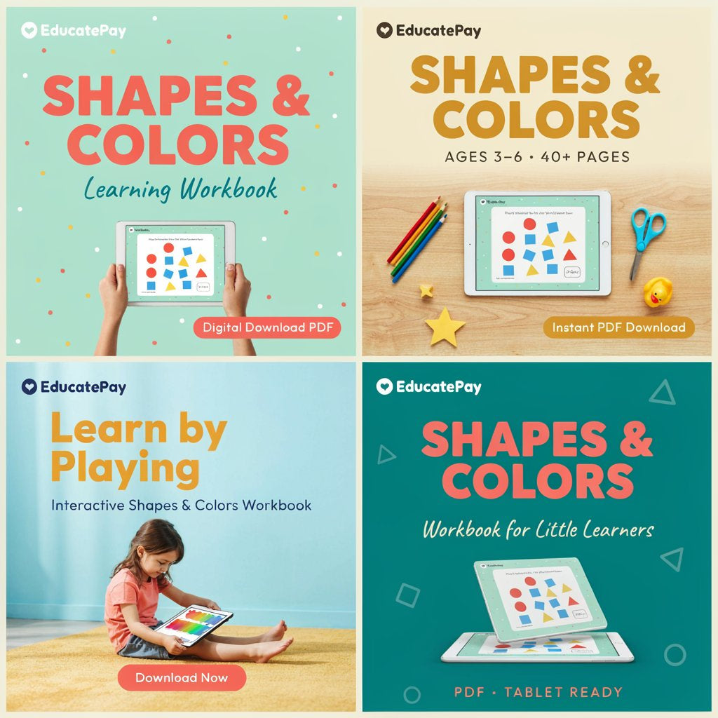 EducatePay Shapes & Colors Learning Workbook (Digital download PDF)