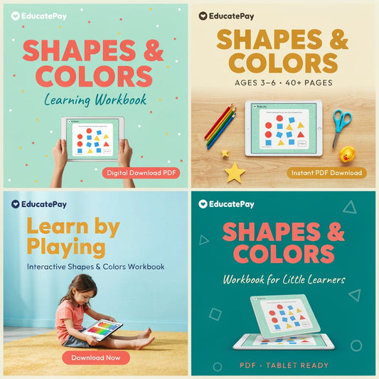 EducatePay Shapes & Colors Learning Workbook (Digital download PDF)