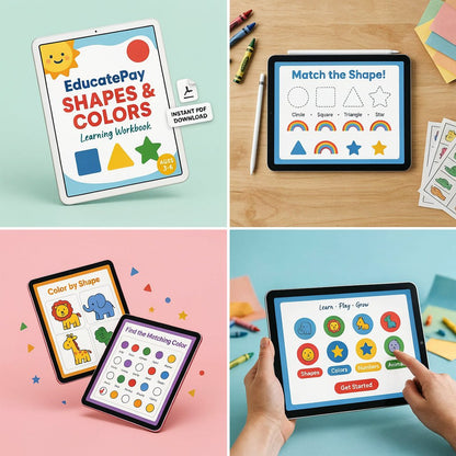 EducatePay Shapes & Colors Learning Workbook (Digital download PDF)